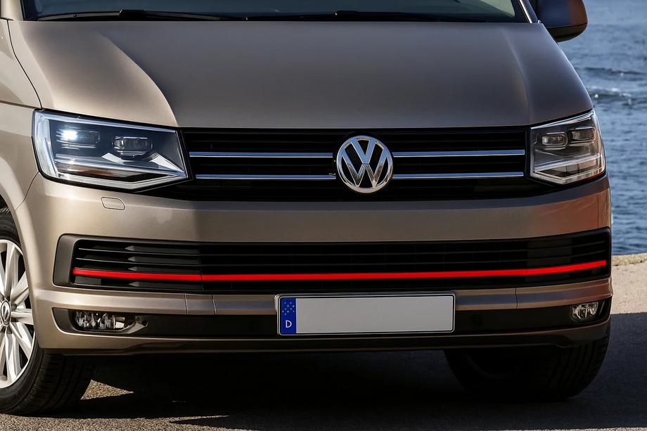 Volkswagen T6 2015-2024 Zierleisten für Kühlergrill Stoßstange 2015-2019 (3 Stk, Rot) Foto 6