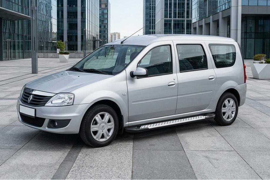 Renault Logan MCV 2005-2013 Trittbretter Allmond Grey (2 Stk., Alu) Image