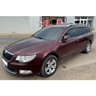 Windabweiser mit Chromleisten SW (4 Stk, HIC) Skoda Superb 2009-2015 Foto 3