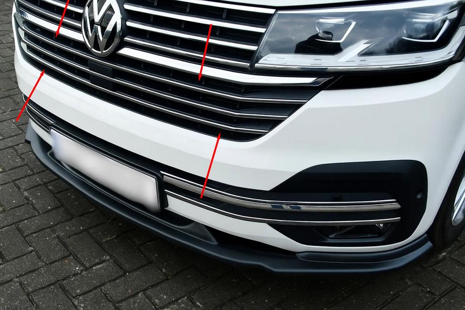 Volkswagen T6 2015-2024 Chrom-Zierleisten für den Kühlergrill 2019+ (5 Stk., Edelstahl) Image