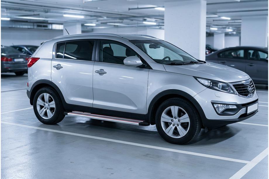 Kia Sportage 2010-2015 Seitenschweller Maya Rot-Grau (2 Stk., Aluminium) Image