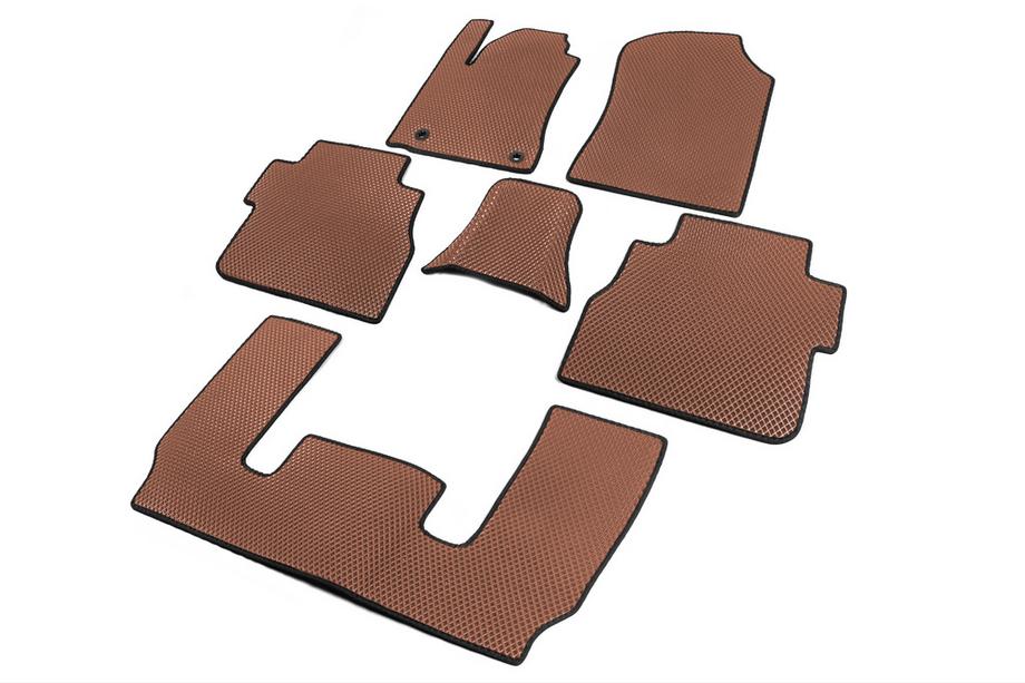 Toyota Sequoia 2007-2022 Polyurethan Fußmatten 3 Reihen (EVA, ziegelrot) Mittlere Reihe - Armlehne Foto 2