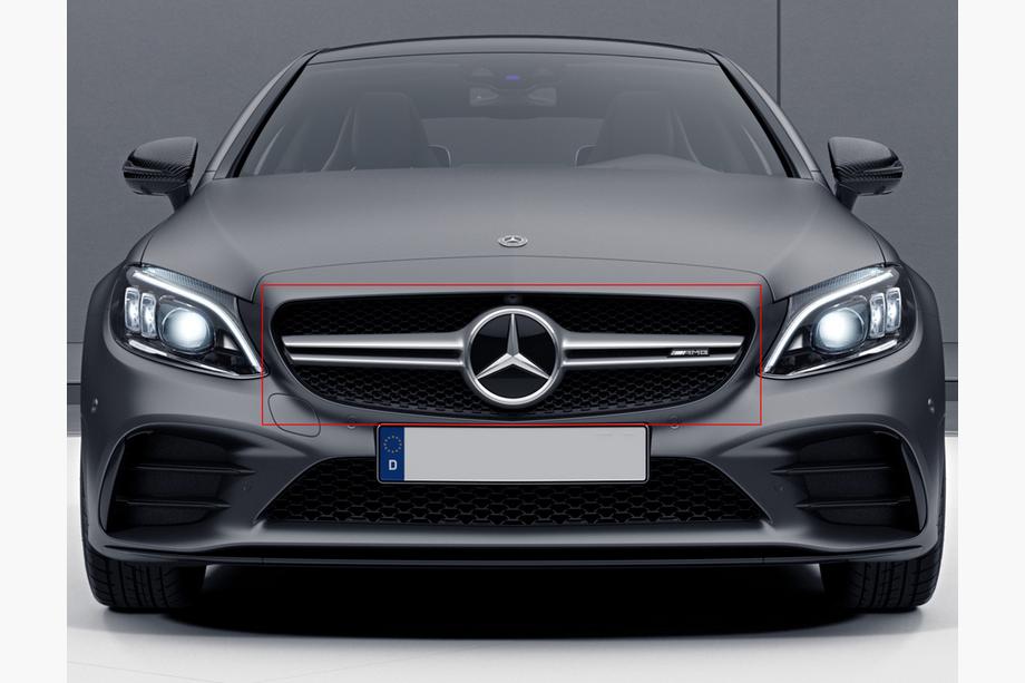 Mercedes C-class W205 2014-2021 Frontgrill AMG Silber (für Avantgarde/AMG-Line/C43 AMG) Image