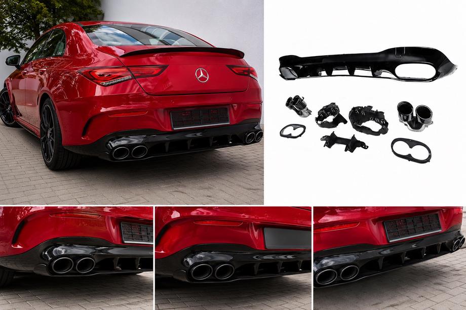 Mercedes CLA C118 2019- Heckdiffusor mit Endrohren (Design CLA45) Image