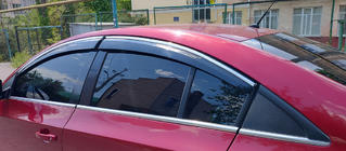 Chevrolet Cruze 2009–2015 Windabweiser mit Chromleisten (4 Stk., Sunplex Chrome) Foto 2