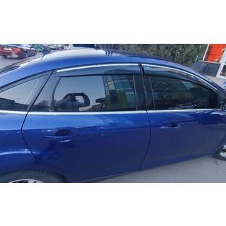 Windabweiser mit Chromleisten HB/Sedan (4 Stk., Sunplex Chrome) Ford Focus III 2011-2017 Foto 3