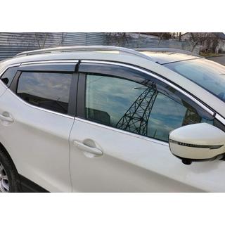 Windabweiser mit Chromleisten (4 Stk., Sunplex Chrome) Nissan Qashqai 2014-2021 Foto 2