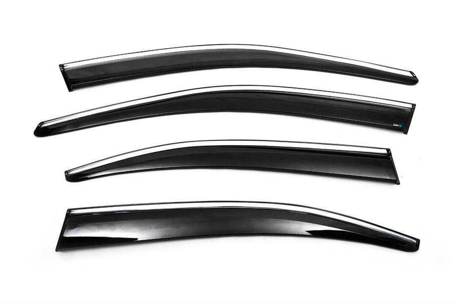 Skoda Octavia III A7 2013-2019 Windabweiser mit Chromleiste Liftback (4 Stk., Sunplex Chrome) Image