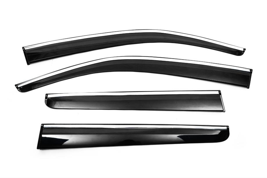 Volkswagen Amarok 2010-2022 Windabweiser mit Chromleisten (4 Stk., Sunplex Chrome) Image