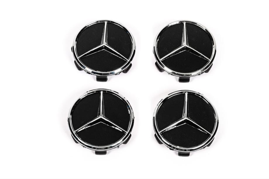 Mercedes-Benz Felgendeckel 71/75 mm ohne Ring (4 Stk, schwarz V1) Image