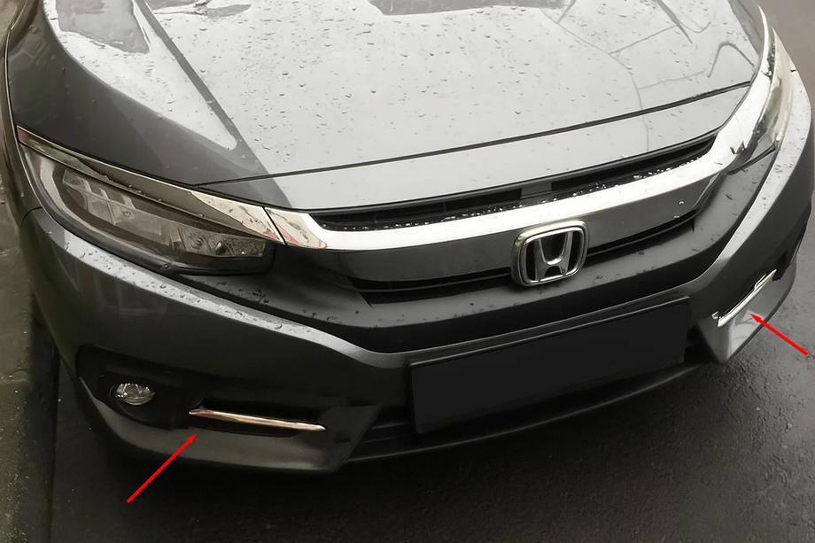 Honda Civic Sedan X 2016-2021 Abdeckungen für Nebelscheinwerfer Carmos (2 Stk., Edelstahl) Image