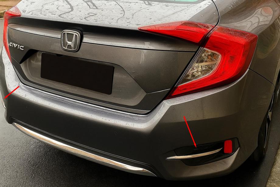 Honda Civic Sedan X 2016-2021 Abdeckungen für hintere Nebelscheinwerfer (2 Stk., Edelstahl) Image