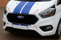 Ford Custom 2013-2022 Zierleisten für Kühlergrill Stoßstange 2018+ (4 Stk., Edelstahl) Foto 1