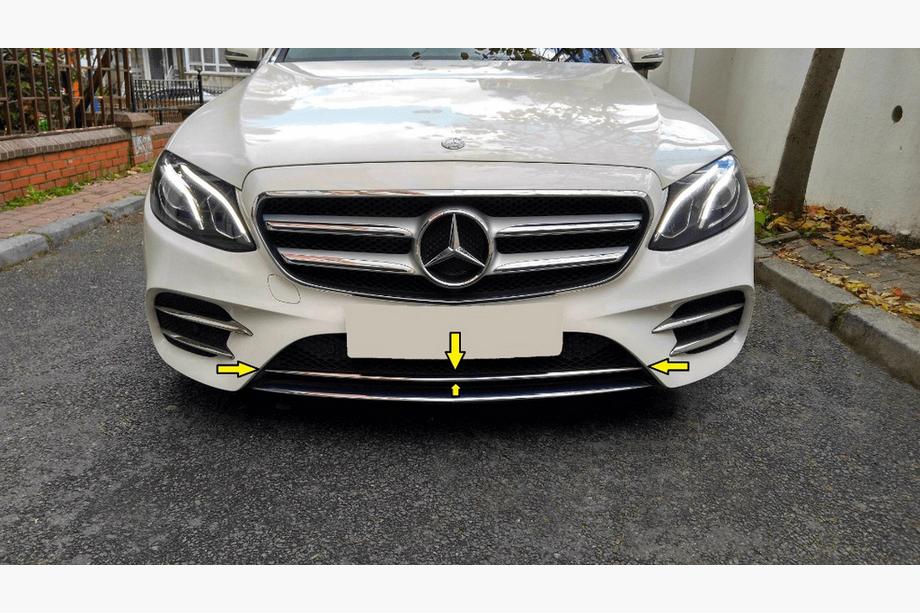 Mercedes E-class W213 2016-2023 Chromleiste für vordere Stoßstange 2016-2020 (Edelstahl) Image