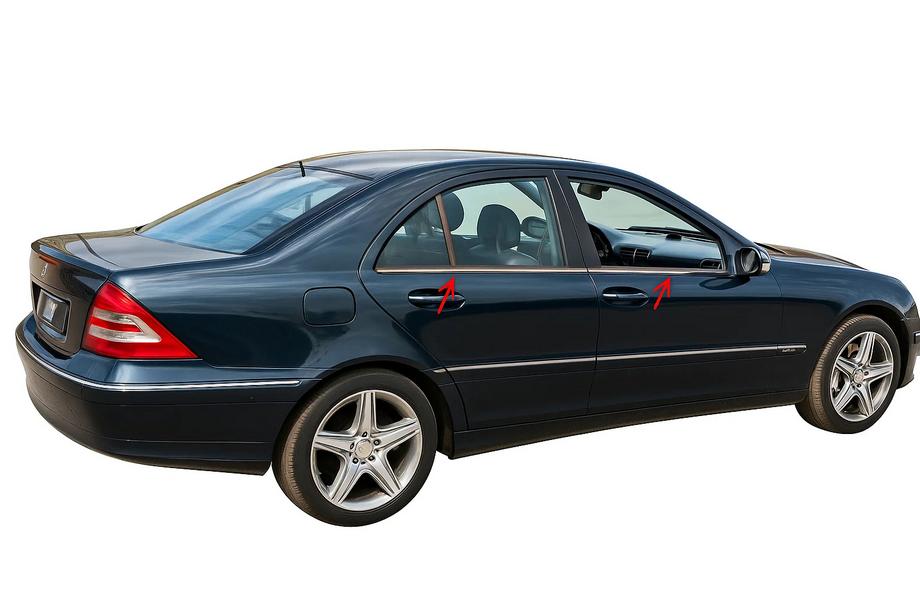 Mercedes C-class W203 2000-2007 Fensterrahmen Blenden Edelstahl 4 Stk, Limousine, Carmos - Türkischer Stahl Image